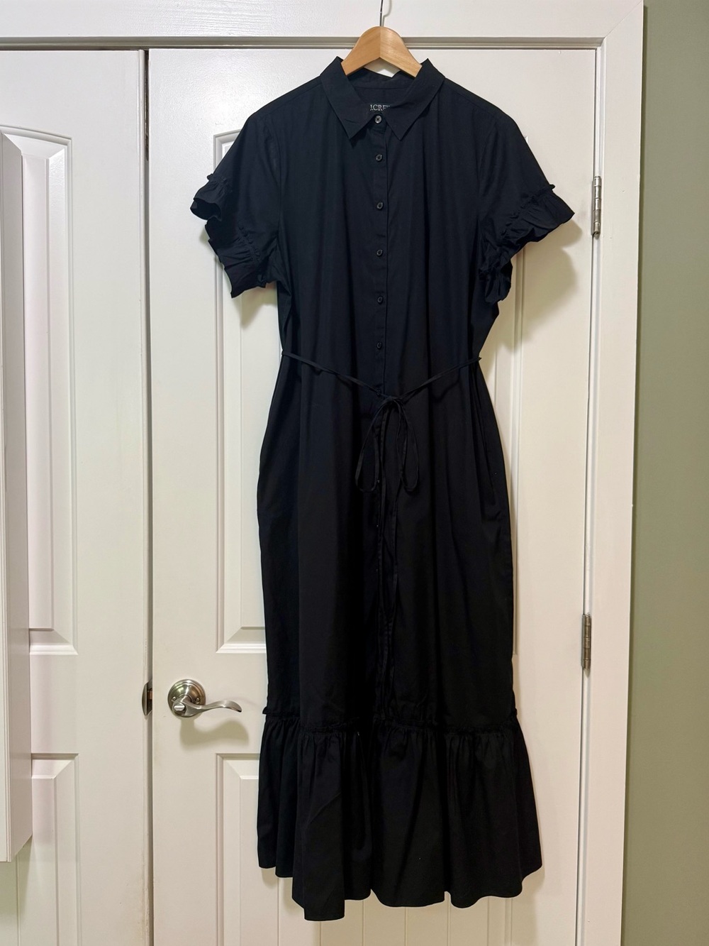 J. Crew Amelia maxi shirt-dress in back cotton poplin 2X - Picture 2 of 10
